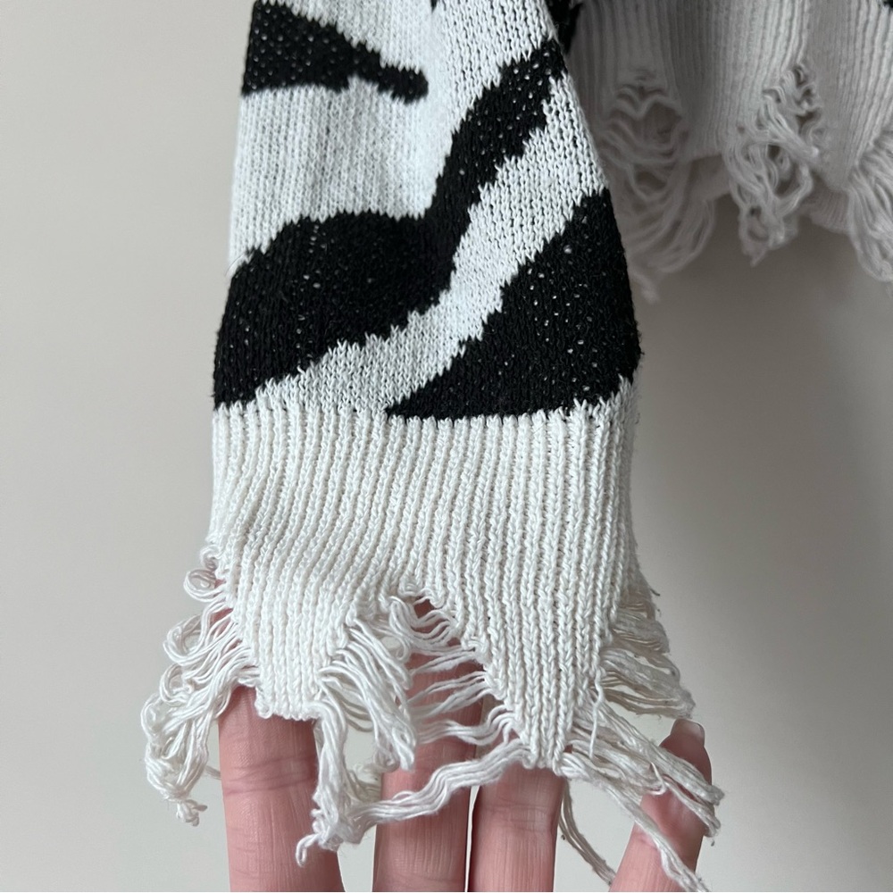 Black and White Zebra Print Women's Sweater - Picture 6 of 9